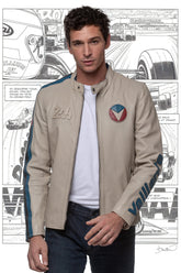 Michel Vaillant Michel 2 ecru leather jacket for men